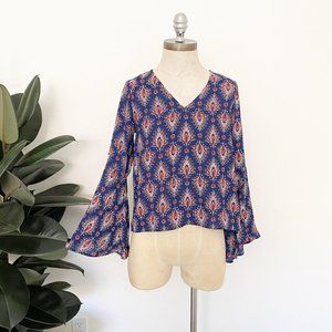 Collective Concepts Peacock Feather Print Top XS